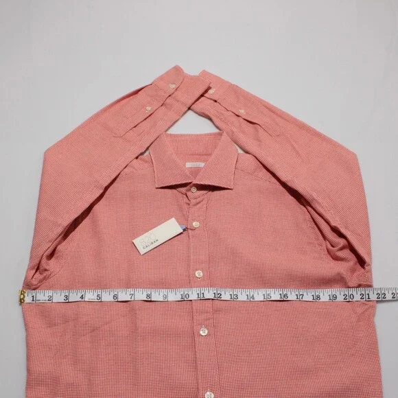 Caliban NWT Dress Shirt Size 40 15.75 Regular Fit in Orange Houndstooth Cotton